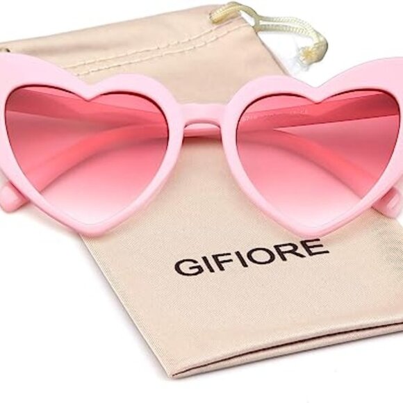 1 Pair Heart Sunglasses Vintage Retro Oversized Cat Eye Heart Shaped Sun Glasses - Picture 3 of 5